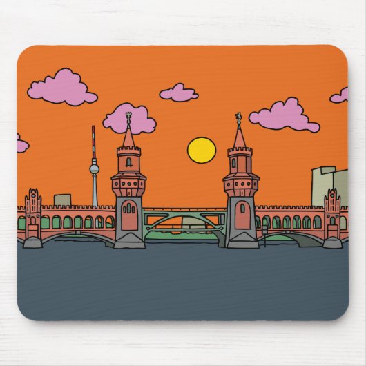 ベルリンのOberbaum橋の日没 マウスパッド (正面)
