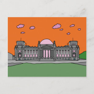 ベルリンのReichstagの建物の日没 ポストカード