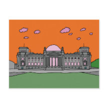 ベルリンのReichstagの建物の日没