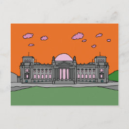 ベルリンのReichstagの建物の日没 ポストカード
