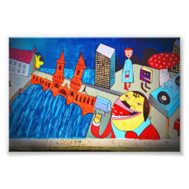 ベルリンウォールグラフィティアートワーク通りアートドイツ フォトプリント           