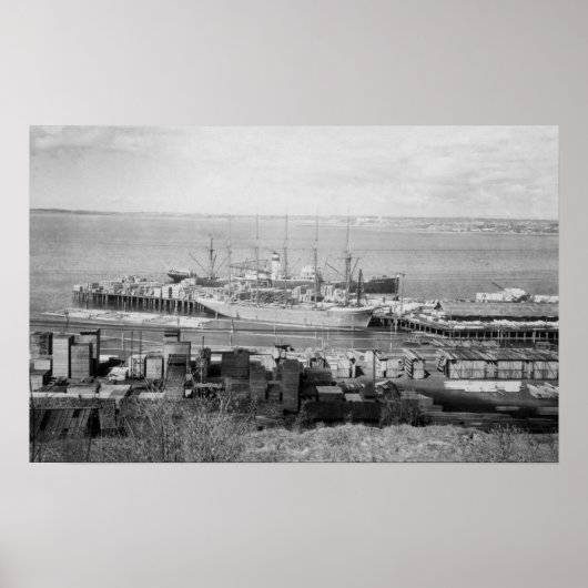 ベルリンガム、WA波止場材船図 ポスター (正面)