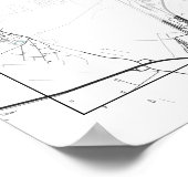 ベルリンシティの地図、黒、白、青 ポスター (角)