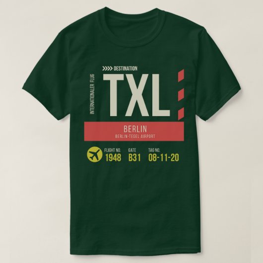 ベルリンテゲルエアポースタイリッシュトラゲッジタグTXL Tシャツ (デザイン正面)