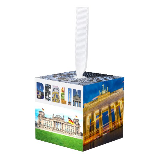 ベルリンドイツシティ旅行写真クリスマス キューブオーナメント (正面アングル)