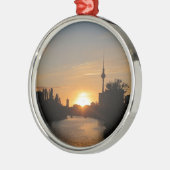 ベルリンドイツスカイラインナイトポストカードフェルンセチューム メタルオーナメント (左)