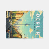 ベルリンドイツトラベルアートヴィンテージ フリースブランケット (正面(横))