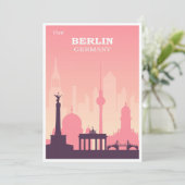 ベルリンドイツピンクヴィンテージトラベルフラットカード (スタンド正面)