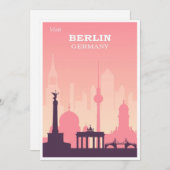 ベルリンドイツピンクヴィンテージトラベルフラットカード (正面/裏面)