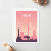 ベルリンドイツピンクヴィンテージ旅行ポスター ノートカード (正面/裏面インサイチュ)