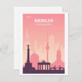 ベルリンドイツピンクヴィンテージ旅行ポスター ノートカード (正面/裏面)