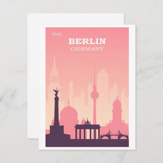 ベルリンドイツピンクヴィンテージ旅行ポスター ノートカード (正面/裏面)