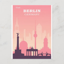 ベルリンドイツピンクヴィンテージ旅行ポスター ポストカード