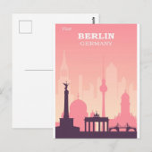 ベルリンドイツピンクヴィンテージ旅行ポスター ポストカード (正面/裏面)