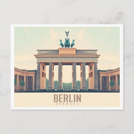 ベルリンドイツブランデンバーグゲートパステルトラベル ポストカード (正面)