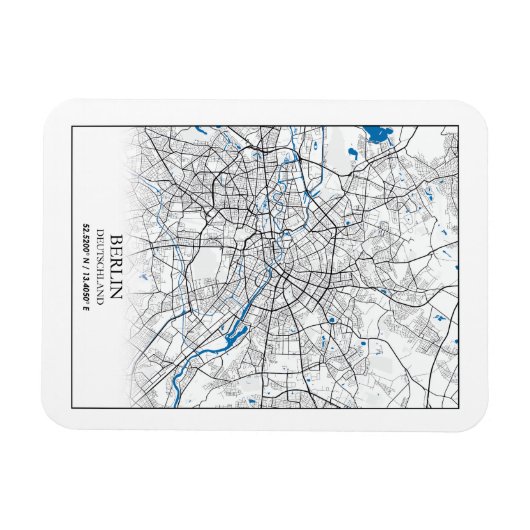 ベルリンドイツランドドイツの街の地図と旅行の愛好家 マグネット (横)