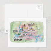 ベルリンドイツレトロヴィンテージマップ ポストカード (正面/裏面)