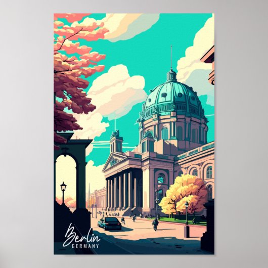 ベルリンドイツヴィンテージトラベルプレイスイラストレーション ポスター (正面)