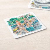 ベルリンドイツ手描き水彩画スケッチ スクエアペーパーコースター (アングル)