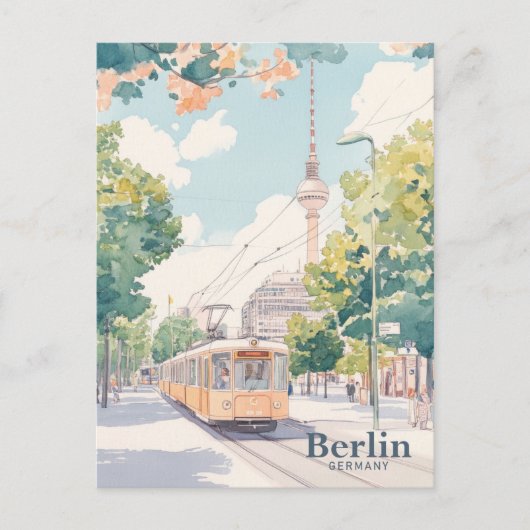 ベルリンドイツ絵を描グアッシュイラストレーション旅行 ポストカード (正面)