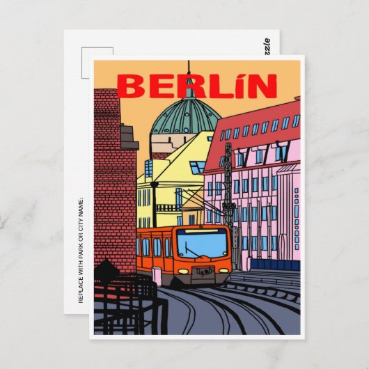 ベルリンドイツ鉄道旅行アートヴィンテージ ポストカード (正面/裏面)