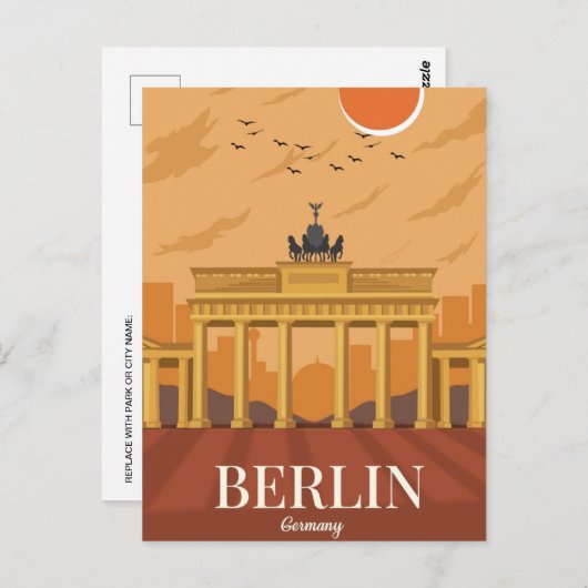 ベルリンドイツ鉄道旅行アートヴィンテージ ポストカード (正面/裏面)
