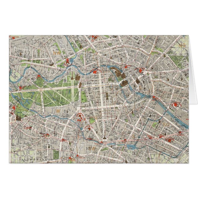 ベルリンドイツ(1905年)のヴィンテージの地図 (正面横)