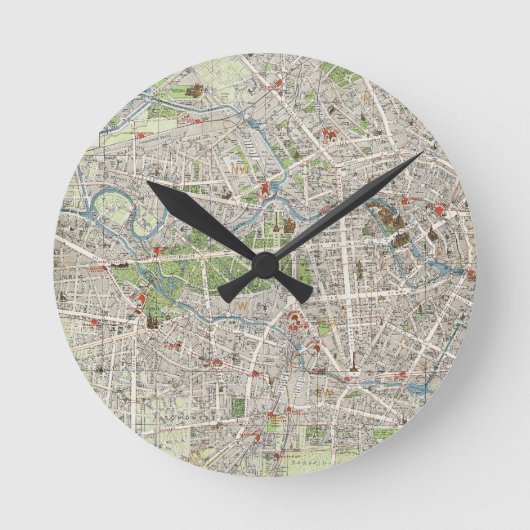 ベルリンドイツ(1905年)のヴィンテージの地図 ラウンド壁時計 (正面)