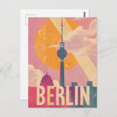 ベルリンヴィンテージピンクトラベルアド ポストカード (正面/裏面)