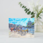 ベルリン大聖堂のある街の水彩画イラスト ポストカード (スタンド正面)