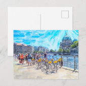 ベルリン大聖堂のある街の水彩画イラスト ポストカード (正面/裏面)