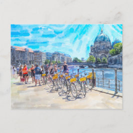 ベルリン大聖堂のある街の水彩画イラスト ポストカード