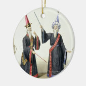 ベルリン1836年のカーニバルの手品師(色 セラミックオーナメント (左)