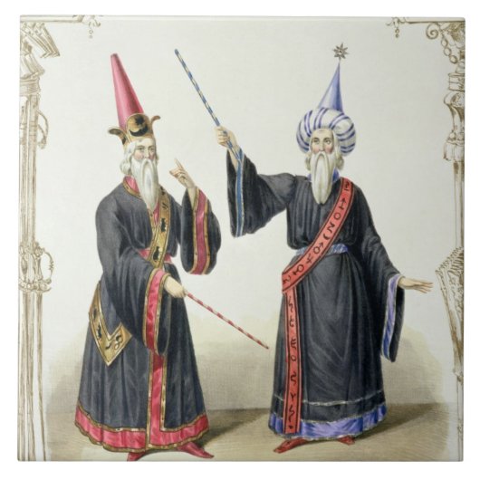 ベルリン1836年のカーニバルの手品師(色 タイル (正面)