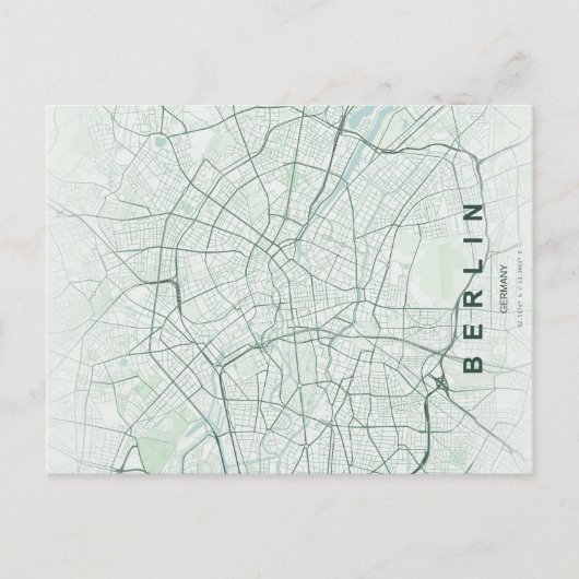 ベルリン ドイツ 都市地図 ミニマル デザイン ポストカード (正面)