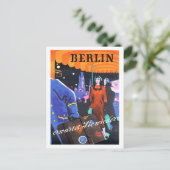 ベルリン、ホテルの前の女性、ヴィンテージ、旅行 ポストカード (スタンド正面)