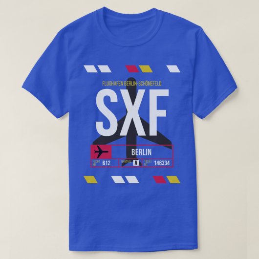 ベルリンSXFエアポートコードバゲージメントラベル1 Tシャツ (デザイン正面)