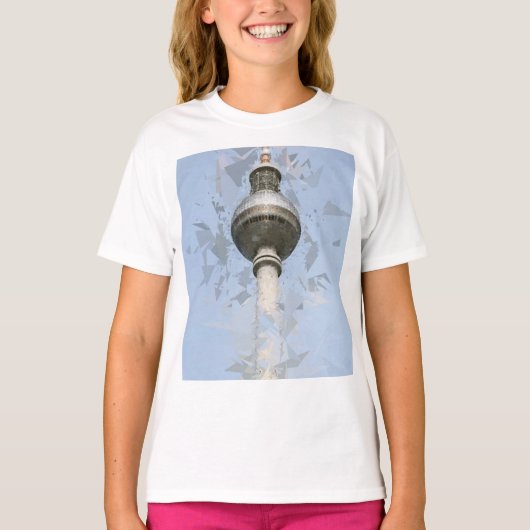 ベルリンTVタワー 抽象ドイツ旅行アート Tシャツ (正面)