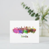 ベルリンV2スカイライン水彩画 ポストカード (スタンド正面)