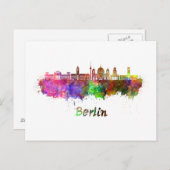 ベルリンV2スカイライン水彩画 ポストカード (正面/裏面)