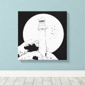 ベルロックライトハウス白黒 キャンバスプリント (インサイチュ (ウッドフロア))