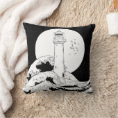 ベルロックライトハウス白黒 クッション (ブランケット)