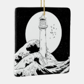 ベルロックライトハウス白黒 セラミックオーナメント (右)