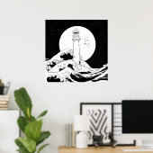 ベルロックライトハウス白黒 ポスター (ホームオフィス)