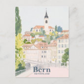 ベルンスイスグアッシュ絵を描イラストレーション旅行 ポストカード (正面)