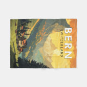 ベルンスイストラベルアートヴィンテージ フリースブランケット (正面(横))