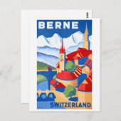 ベルンスイスヴィンテージ旅行ポスター復元 ポストカード (正面/裏面)