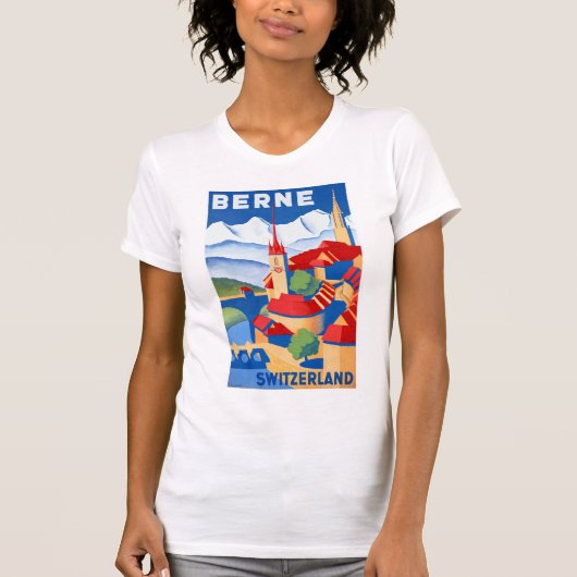 ベルンスイスヴィンテージ旅行ポスター復元 Tシャツ (正面)