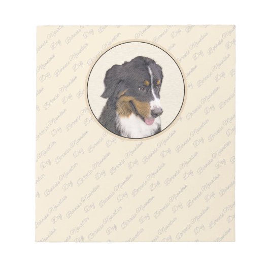 ベルン山犬の絵画 - オリジナルの犬のアート ノートパッド (正面)