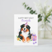 ベルン山犬の誕生日カード お名前入り ポストカード (スタンド正面)